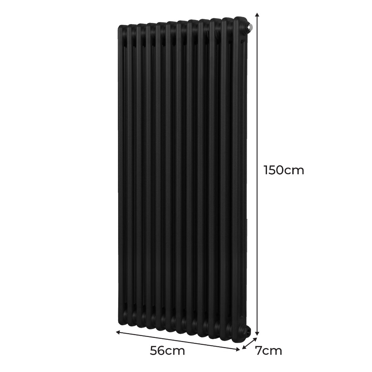 Termosifone Radiatore a 2 colonne per riscaldamento centralizzato verticale Nero 150x56cm