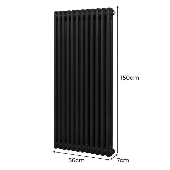 Termosifone Radiatore a 2 colonne per riscaldamento centralizzato verticale Nero 150x56cm