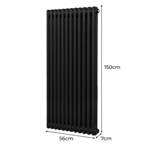 Termosifone Radiatore a 2 colonne per riscaldamento centralizzato verticale Nero 150x56cm