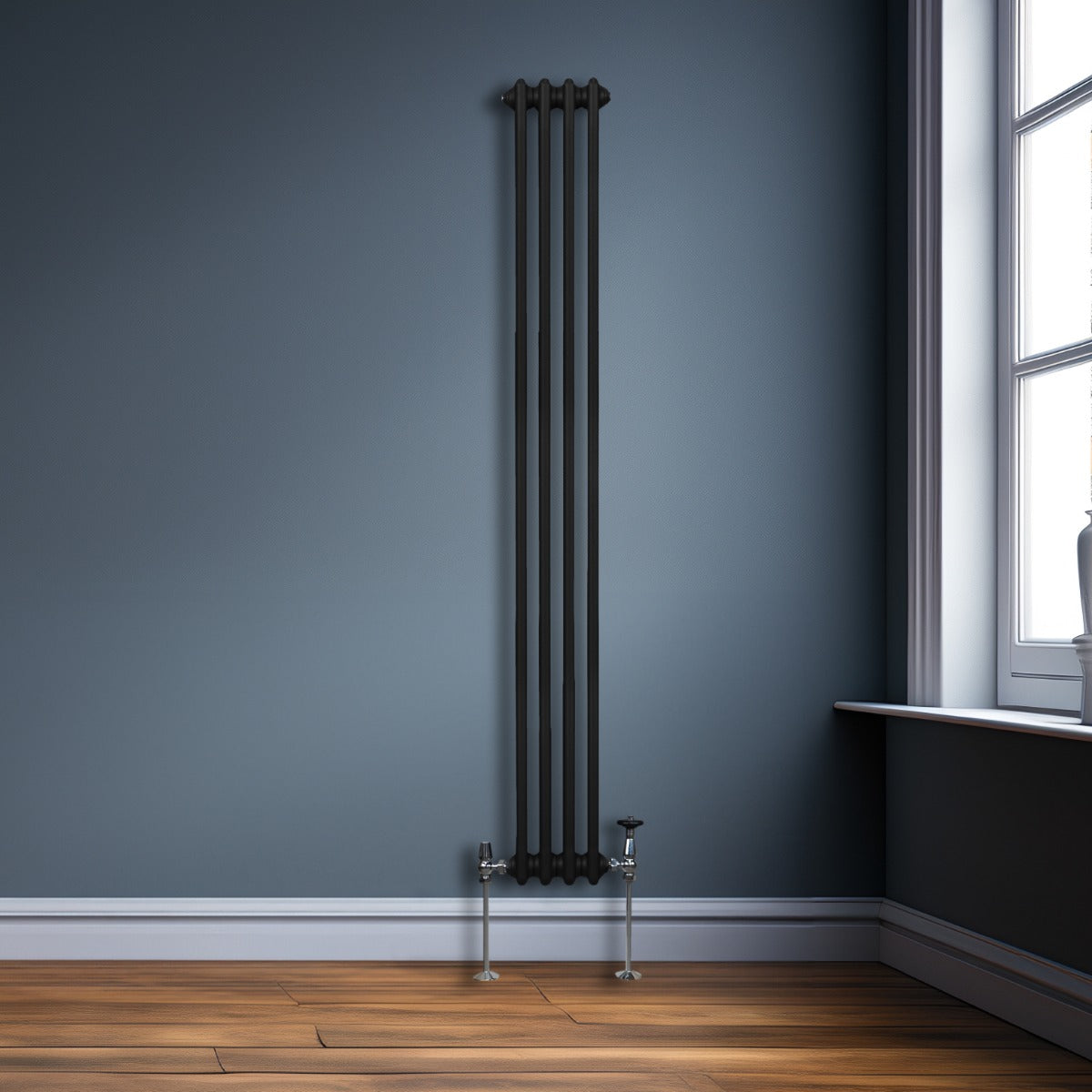 Termosifone Radiatore a 2 colonne per riscaldamento centralizzato verticale Nero 180x20cm