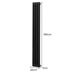 Termosifone Radiatore a 2 colonne per riscaldamento centralizzato verticale Nero 180x20cm