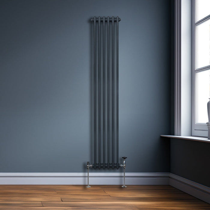 Termosifone Radiatore a 2 colonne per riscaldamento centralizzato verticale Grigio Antracite 180x29cm