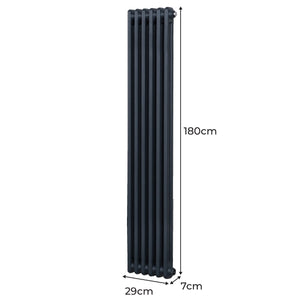 Termosifone Radiatore a 2 colonne per riscaldamento centralizzato verticale Grigio Antracite 180x29cm