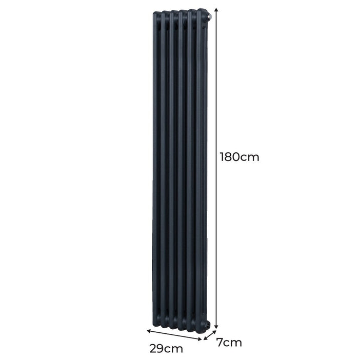 Termosifone Radiatore a 2 colonne per riscaldamento centralizzato verticale Grigio Antracite 180x29cm