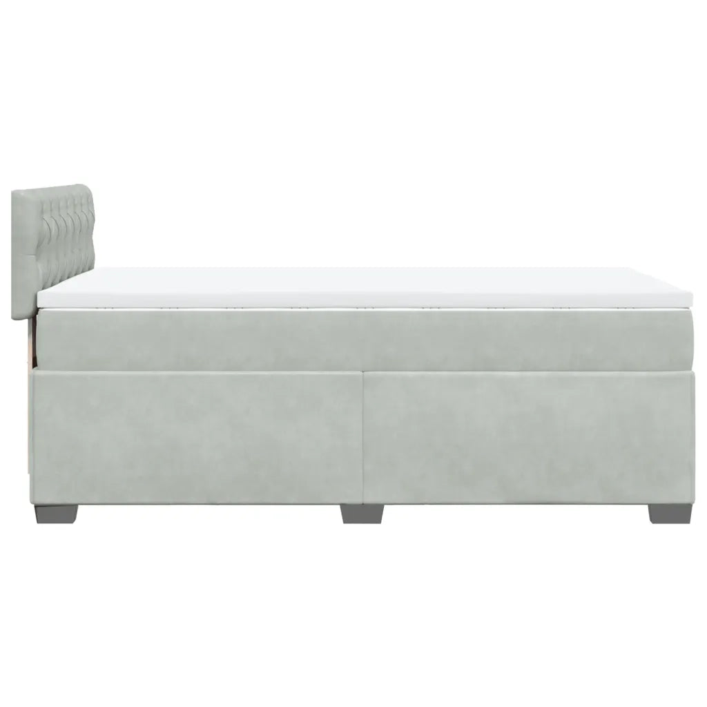 Giroletto a Molle con Materasso Grigio Chiaro 80x200 cm Velluto