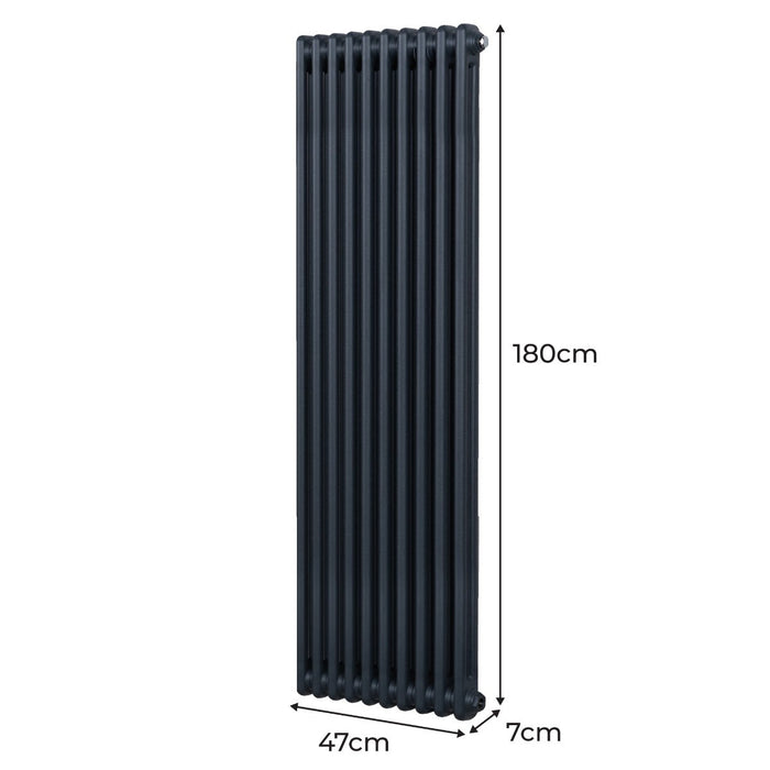 Termosifone Radiatore a 2 colonne per riscaldamento centralizzato verticale Grigio Antracite 180x47cm