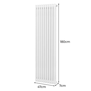Termosifone Radiatore a 2 colonne per riscaldamento centralizzato verticale Bianco 180x47cm