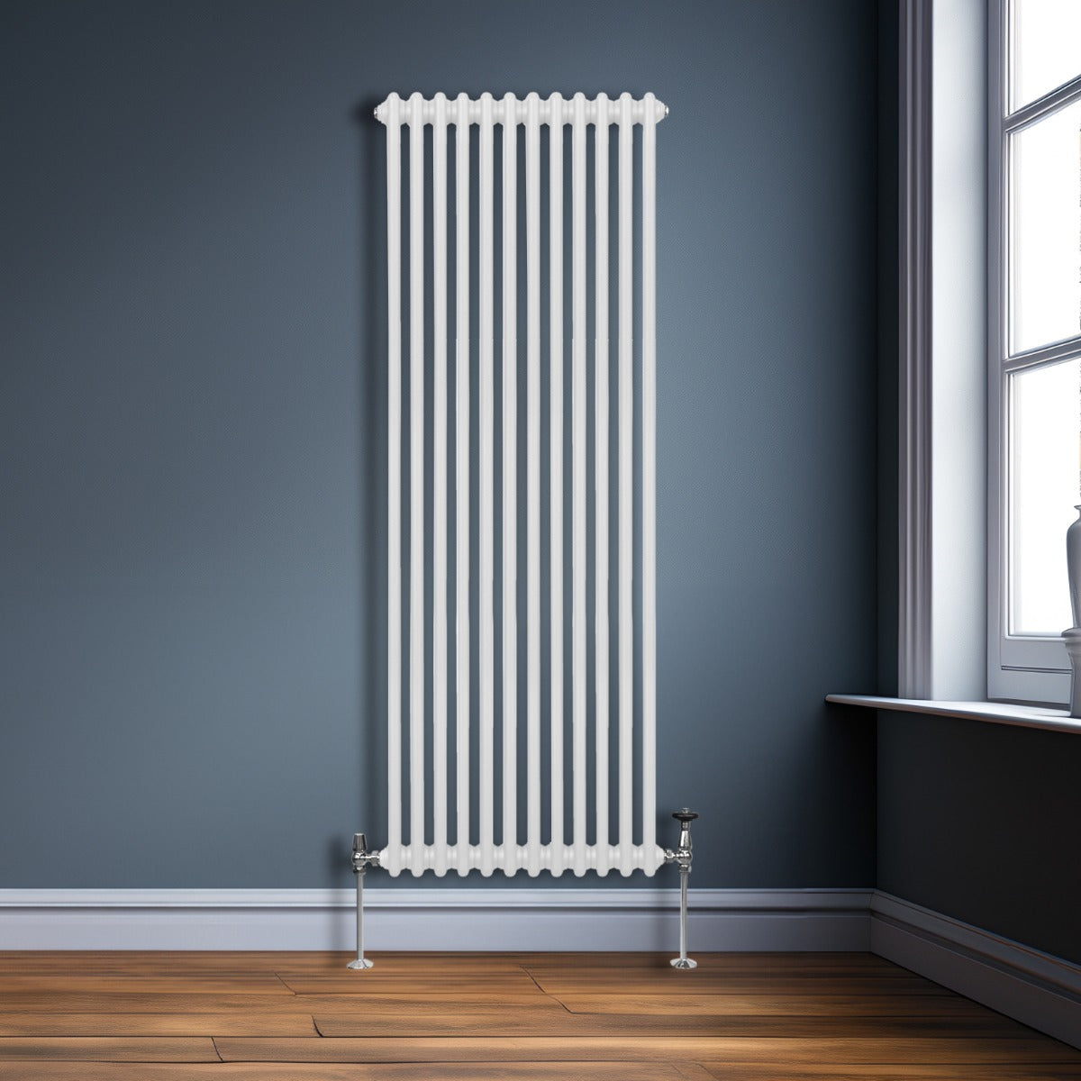Termosifone Radiatore a 2 colonne per riscaldamento centralizzato verticale Bianco 180x56cm