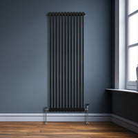Termosifone Radiatore a 2 colonne per riscaldamento centralizzato verticale Nero 180x56cm