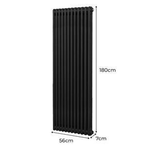 Termosifone Radiatore a 2 colonne per riscaldamento centralizzato verticale Nero 180x56cm