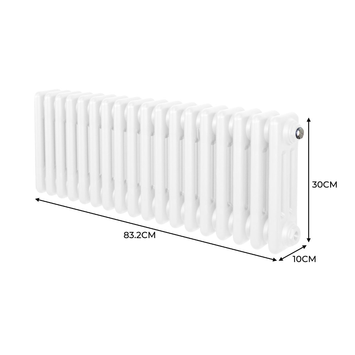 Termosifone Radiatore a 3 colonne per riscaldamento centralizzato Bianco 30 x 83cm