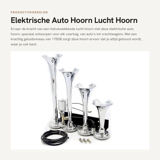 Fischia Acustica Elettrica per Auto e Camion - 4 Bocche - 175DB - 12V - Ideale per Veicoli
