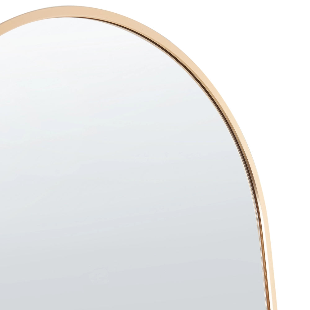 Specchio da terra ovale con telaio in metallo e supporto design moderno con cornice