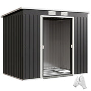 Casetta da giardino ¨C zephmum ¨C 213x130x172 cm grigio con porta scorrevole e finestre