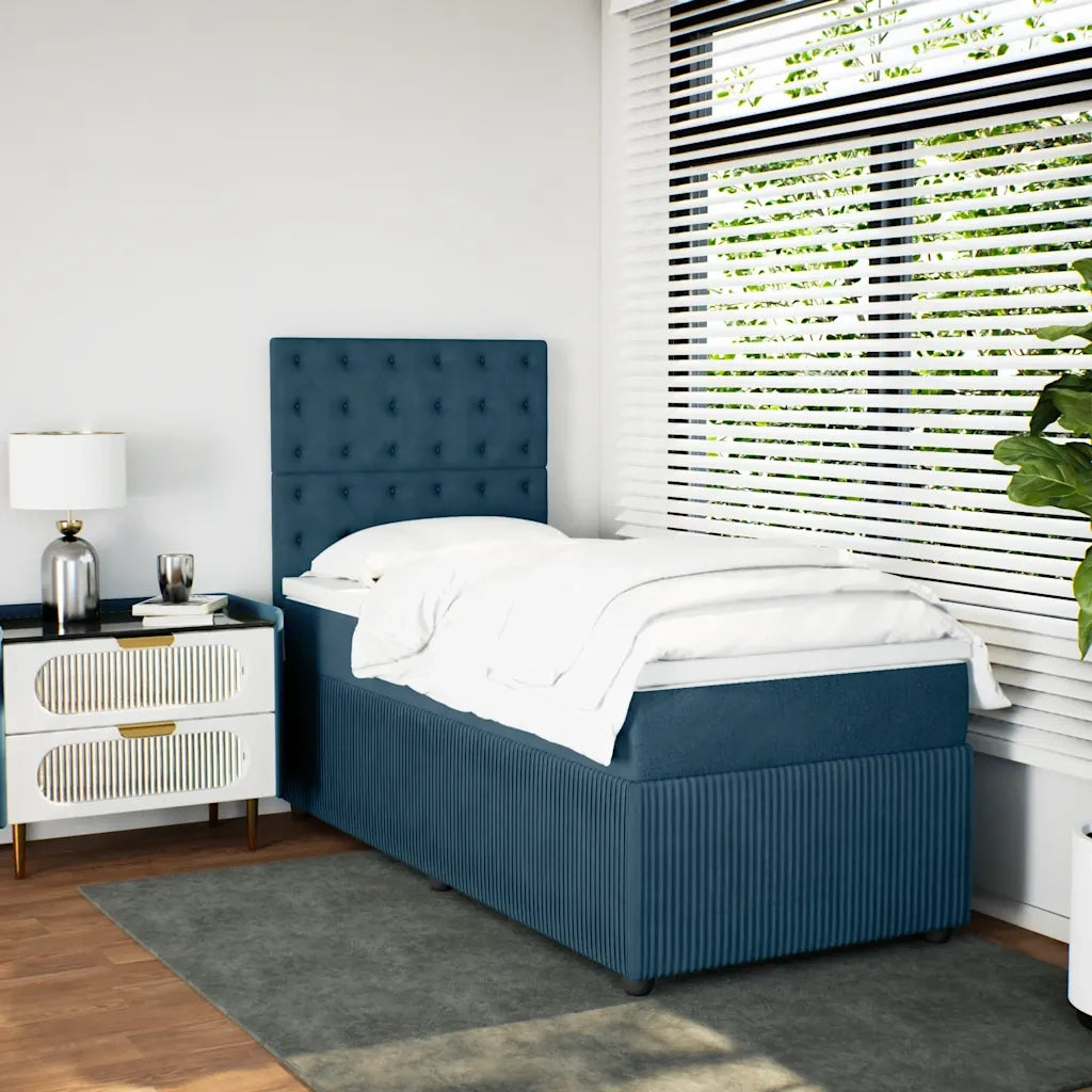 Giroletto a Molle con Materasso Blu Scuro 80x200 cm in Velluto