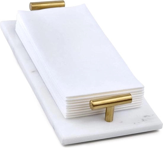 Accessori per bagno - tavolo di servizio in marmo bianco - contenitore per asciugamani - lavello per make-up - lavello per carta - contenitore per asciugamani in carta - accessori per bagno