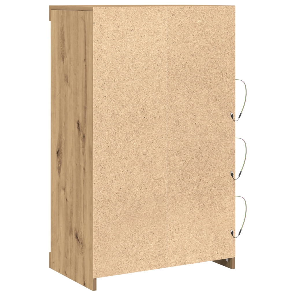 Credenza con luci LED Rovere Artigianale 60,5x37x100 cm