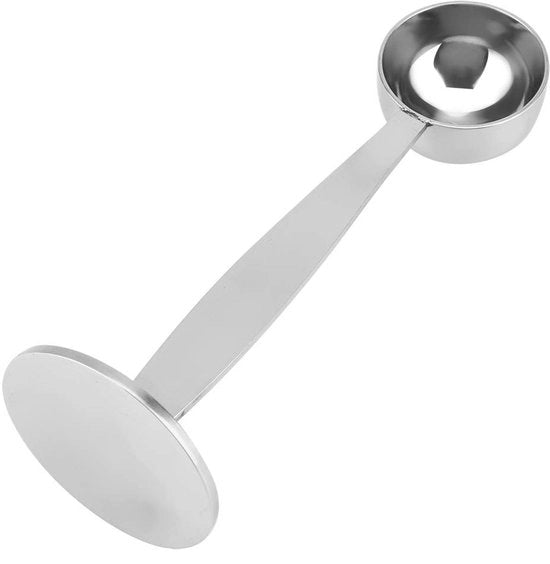 Corona d'oro - Cucchiaio da caffè - 2 in 1 Cucchiaio e misurino per caffè - Acciaio inossidabile - Argento - Caffè in grani - Adatto per caffè e tè