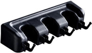 Supporto per scopa da parete in acciaio inossidabile, autoadesivo, ripostiglio robusto per lavanderia e garage (3 pannelli, 4 ganci)