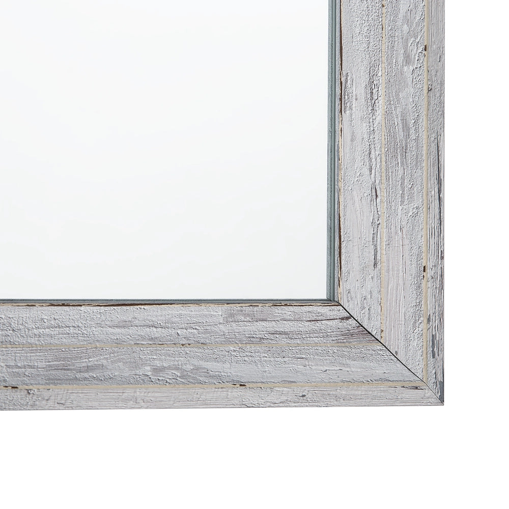 Specchio da parete bianco effetto legno 50 x 130 cm rettangolare verticale minimalista scandinavo