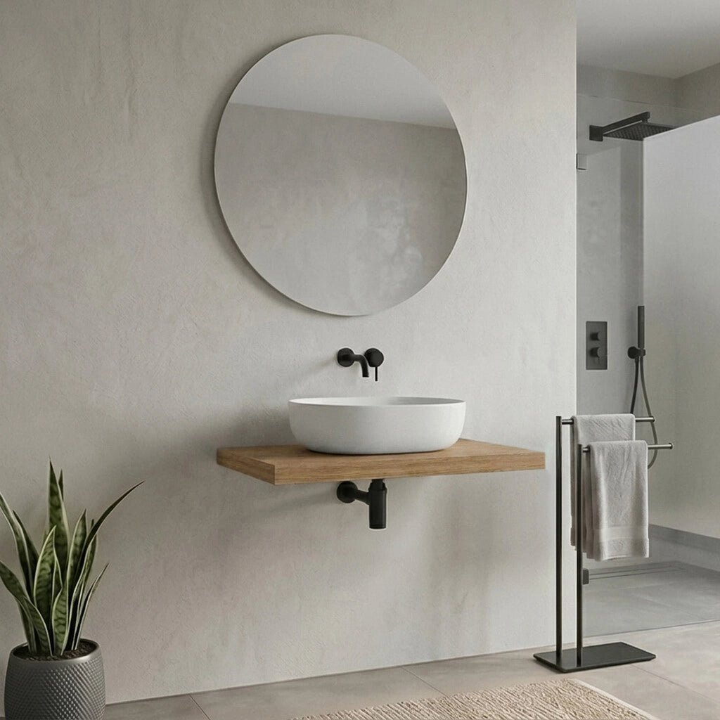 Mensolone bagno 80 cm in legno effetto rovere naturale Levia