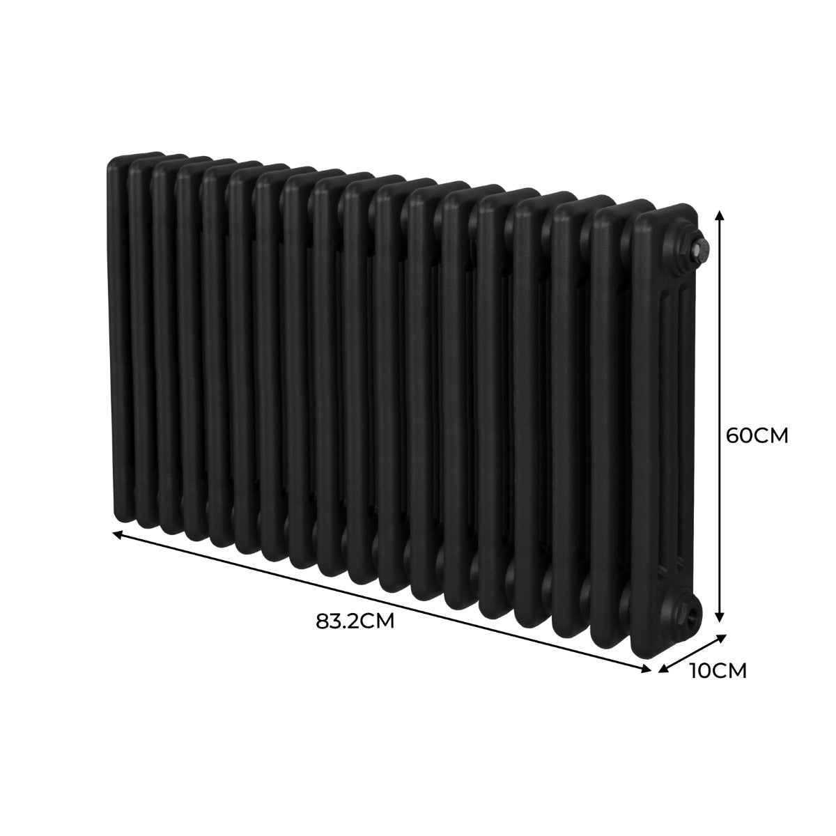 Termosifone Radiatore a 3 colonne per riscaldamento centralizzato Nero 60x83cm