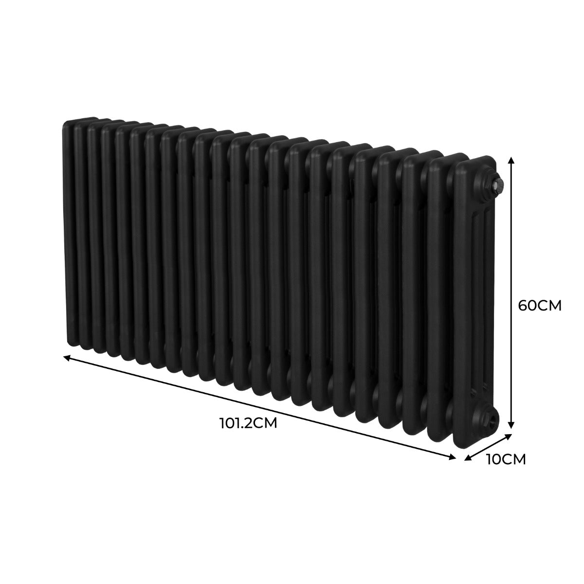 Termosifone Radiatore a 3 colonne per riscaldamento centralizzato Nero 60 x 101cm