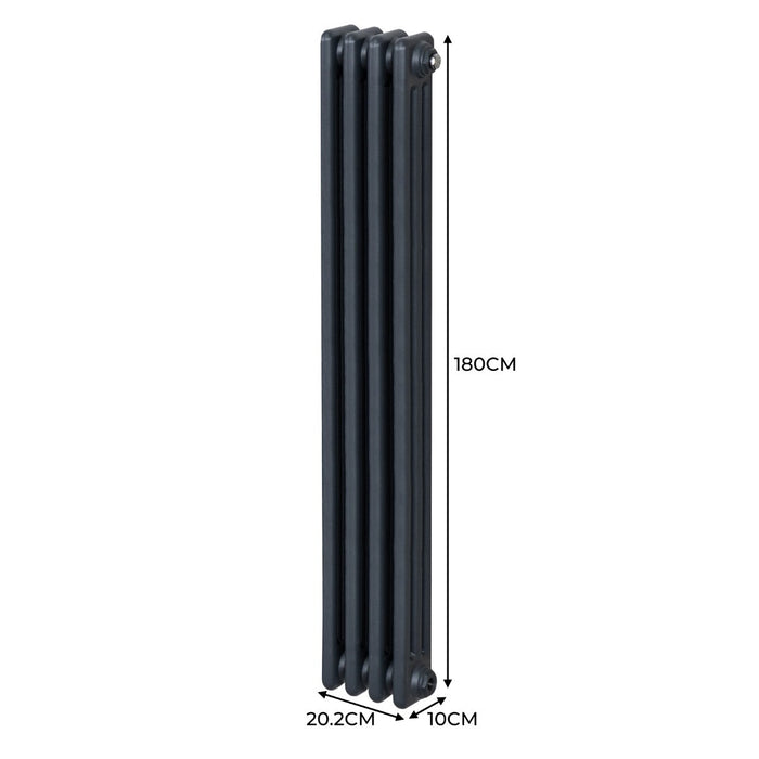 Termosifone Radiatore a 3 colonne per riscaldamento centralizzato verticale Grigio antracite 180x20cm