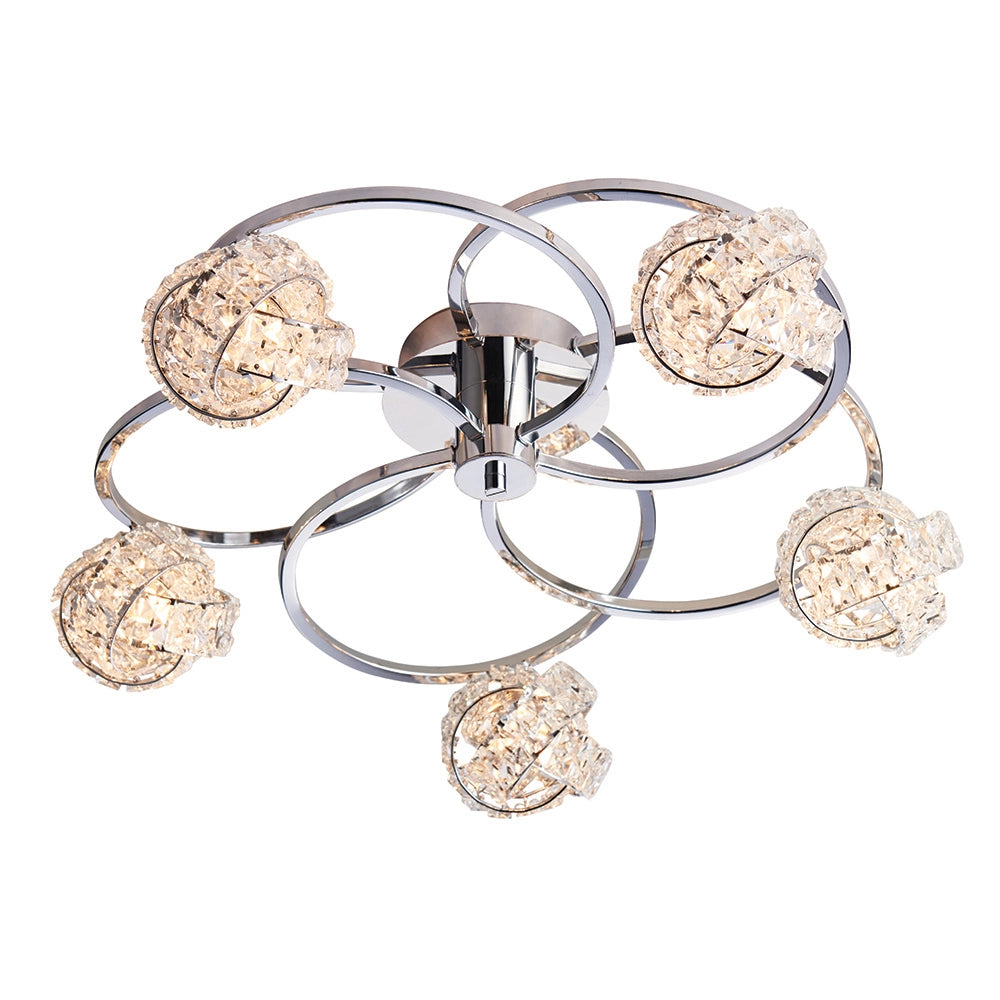 Plafoniera decorativa Talia Endon cromo cristallo 5xG9