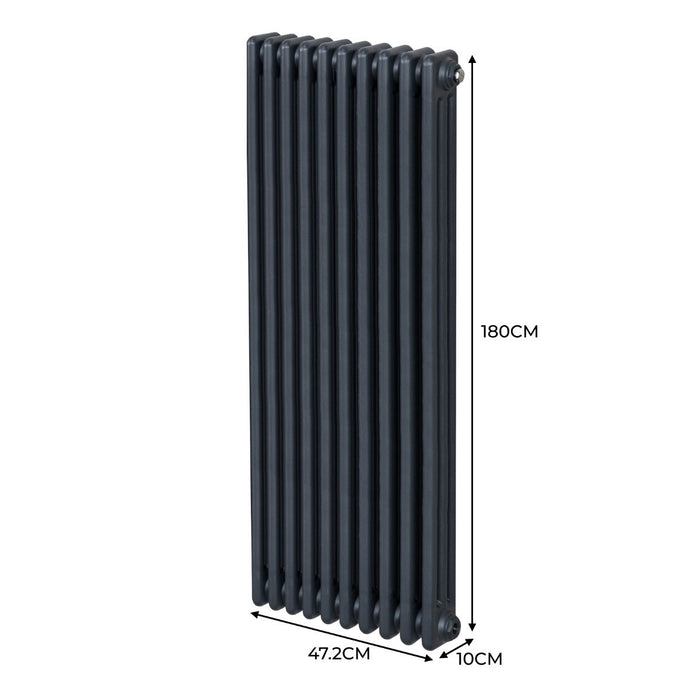 Termosifone Radiatore a 3 colonne per riscaldamento centralizzato verticale Grigio antracite 180x47cm