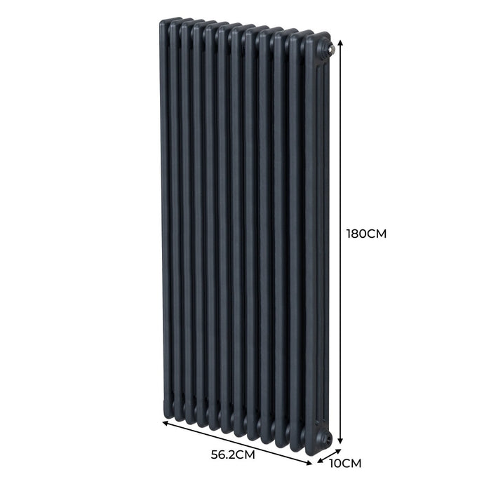 Termosifone Radiatore a 3 colonne per riscaldamento centralizzato verticale Grigio antracite 180x56cm