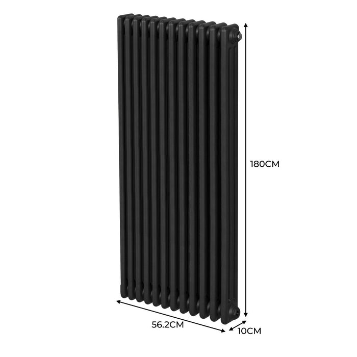 Termosifone Radiatore a 3 colonne per riscaldamento centralizzato verticale Nero 180x56cm