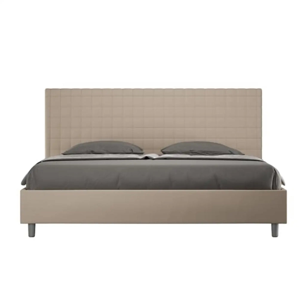 Letto contenitore imbottito 180x200 similpelle tortora Sunny