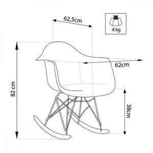 Poltrona Dondolo Moritz 53x47x82 h cm in Legno Bianco