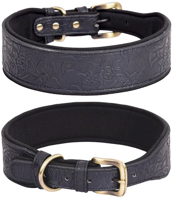 Cinturino per cani in PU con pelle - Adattabile - Taglia XL - Disegno a wafel - Protezione dagli attacchi - Larghezza 5 cm - Cinturino per cani