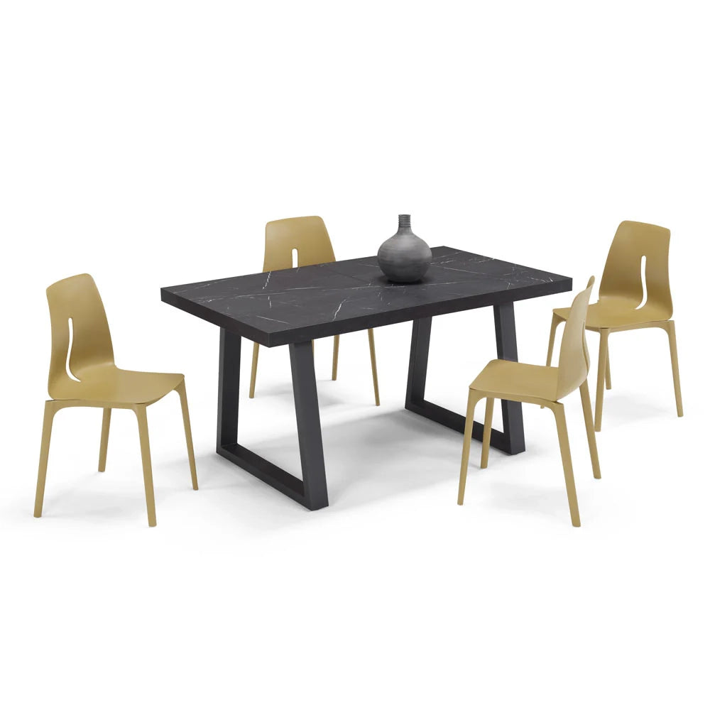 Tavolo da pranzo allungabile Pietra Nera 160X90 MADE IN ITALY modello GOYA fino a 260 CM per sala da pranzo, cucina e soggiorno, design moderno con top in melaminico