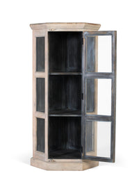 Vetrina angolare in legno di mango con anta frontale in vetro