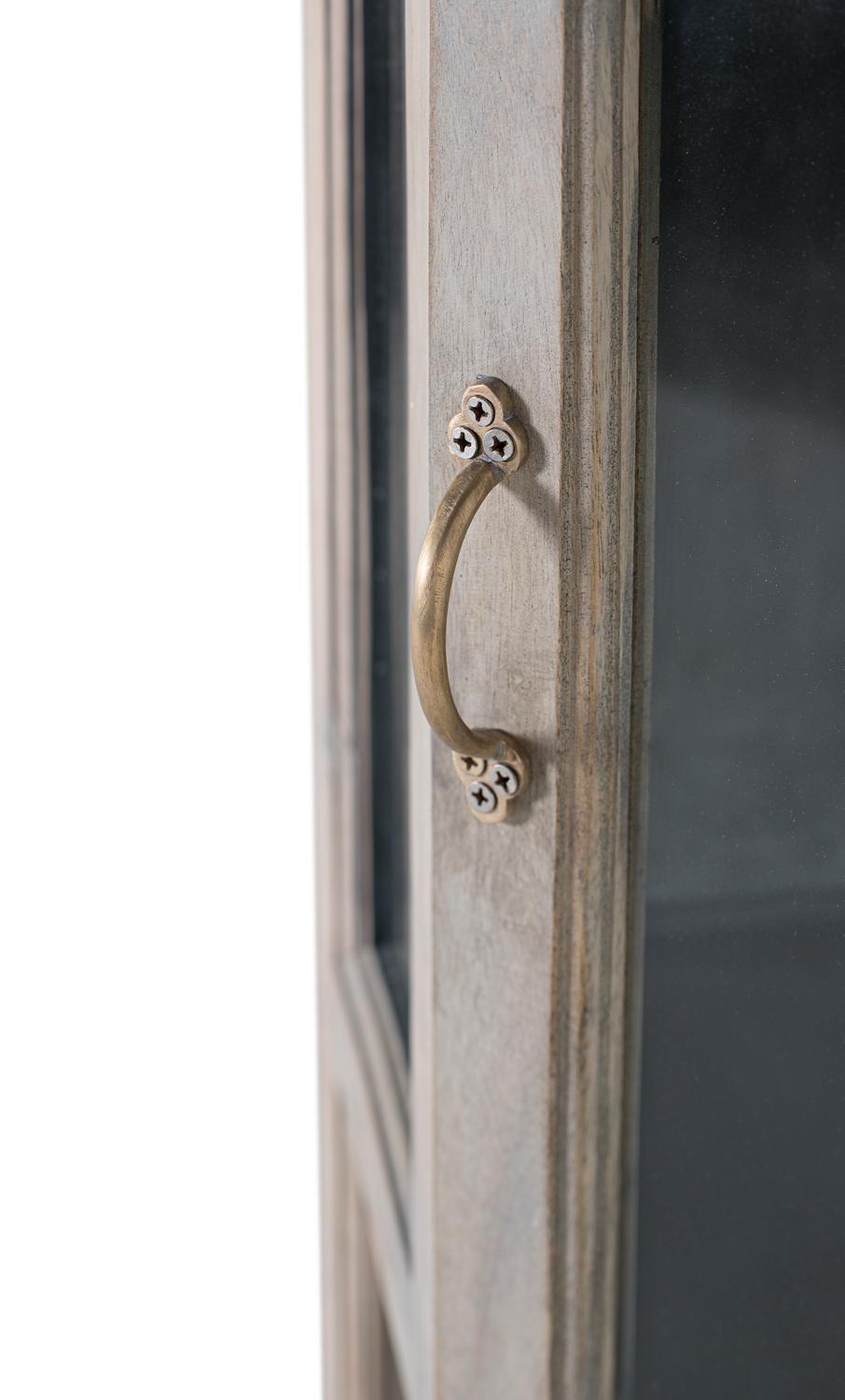 Vetrina angolare in legno di mango con anta frontale in vetro