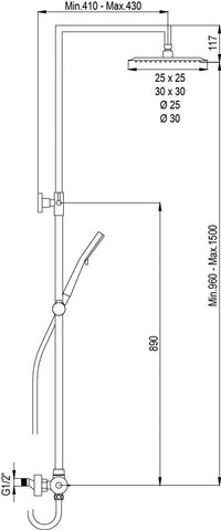 Colonna doccia moderna completa di miscelatore