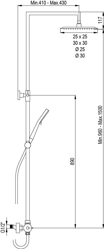 Colonna doccia moderna completa di miscelatore