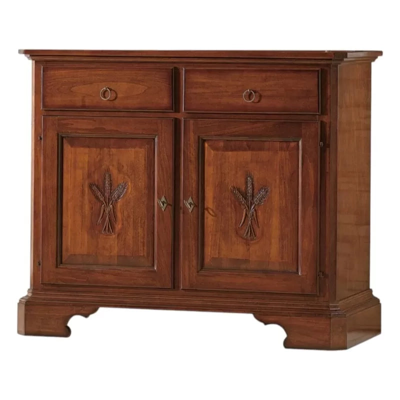 Madia credenza 2 porte in legno massello tinta noce 114x49x95 - Mobili 2G
