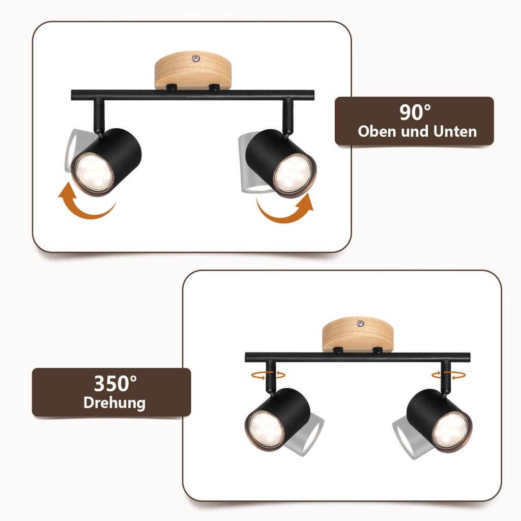 ZMH Faretto da soffitto neri moderni 2 fiamme GU10 per camera letto corridoio