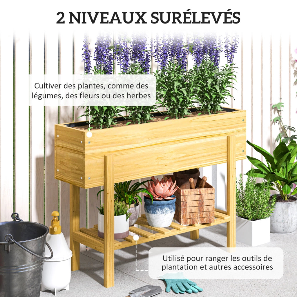 Fioriera da Giardino in Legno con Piedi ¨C zephmum ¨C Naturale 100x30x70.5 cm