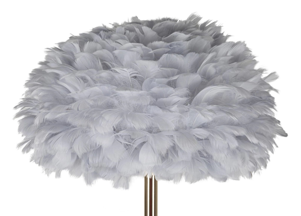 Lampada da Terra Feathers Slim Grigia Ø43x170 cm in Ferro e Plastica Grigio e Oro
