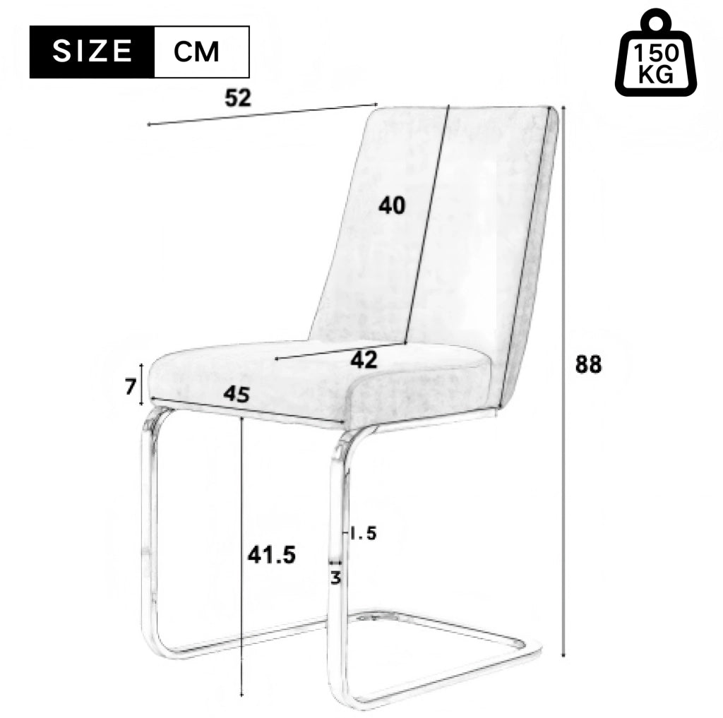 Set di 6 sedie da pranzo in velluto con schienale a rombi e gambe in metallo beige