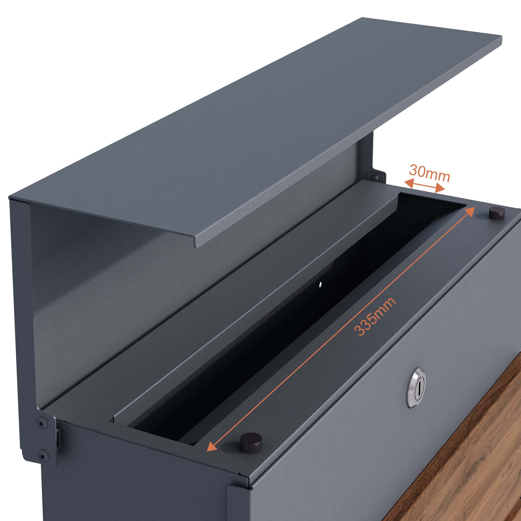 Toboli Cassetta postale con porta giornale, antracite e legno V63 montaggio a parete