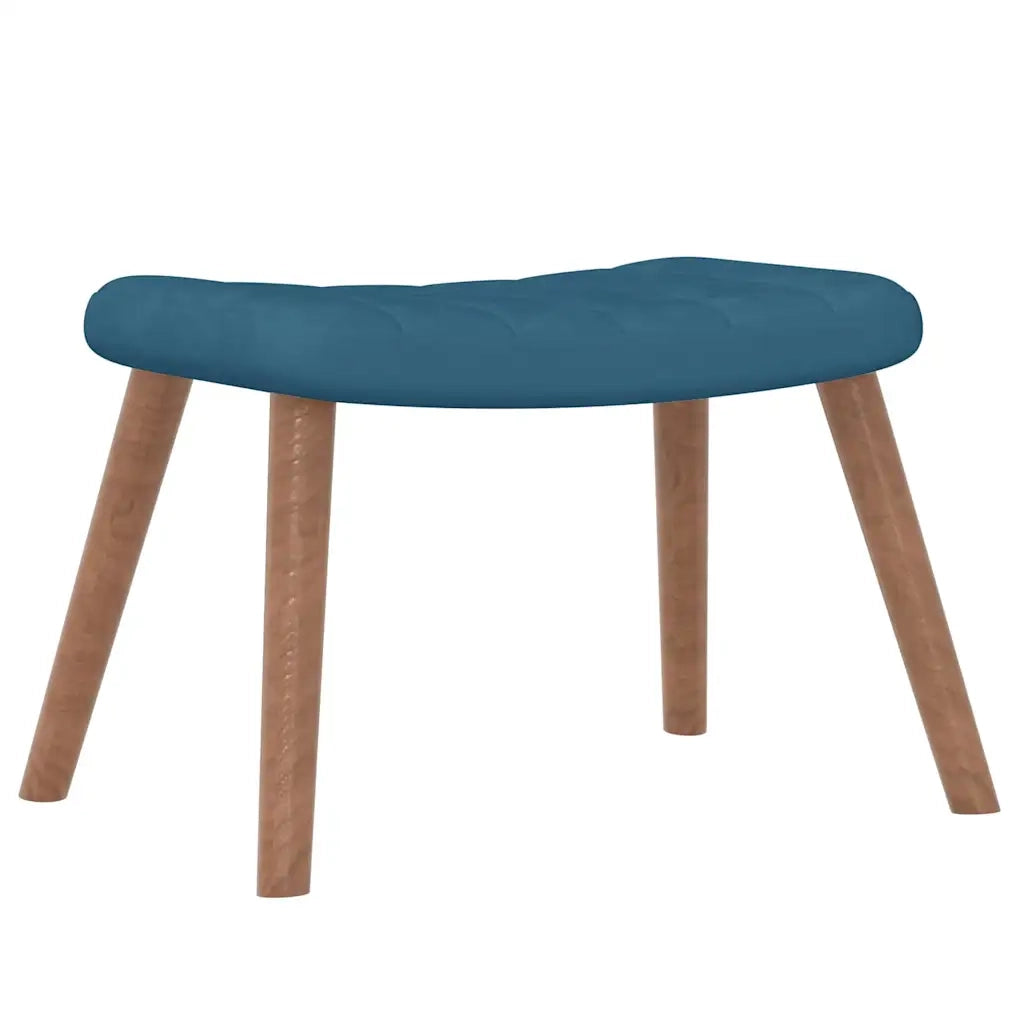 Divano Sedia-Poltrona Relax con Poggiapiedi Blu in Velluto 914536