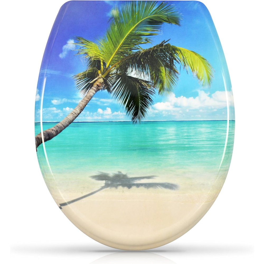 Sedile wc fantasia e chiusura ammortizzata - motivo caraibi - co