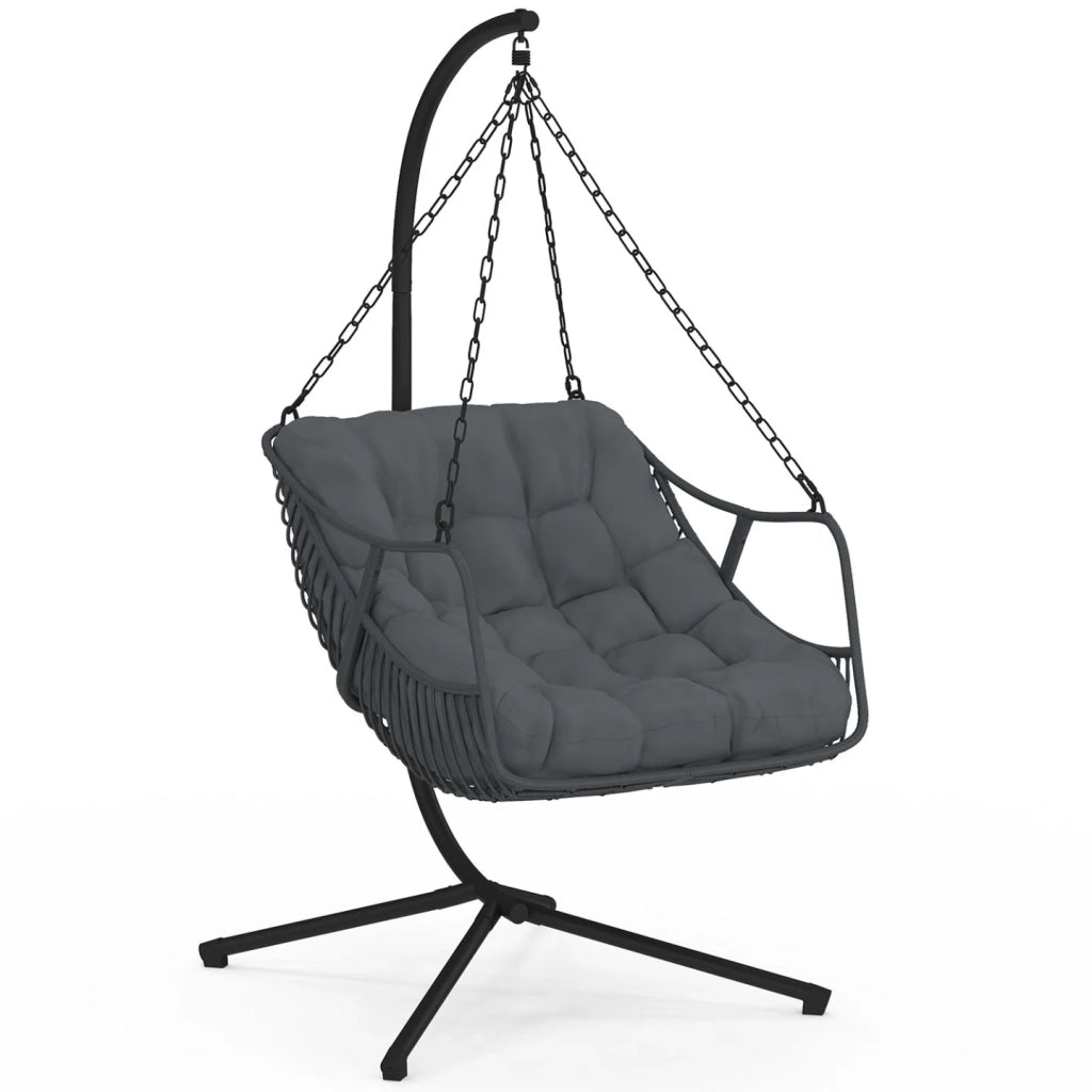 IDMarket - LOA reclinabile in rattan grigio traforato con cuscino grigio