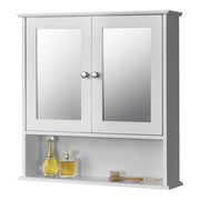 Armadietto Pensile a Bagno con Specchi e Ripiani 58 x 56 x 13 cm Mobiletto a Muro con 2 Ante - Bianco
